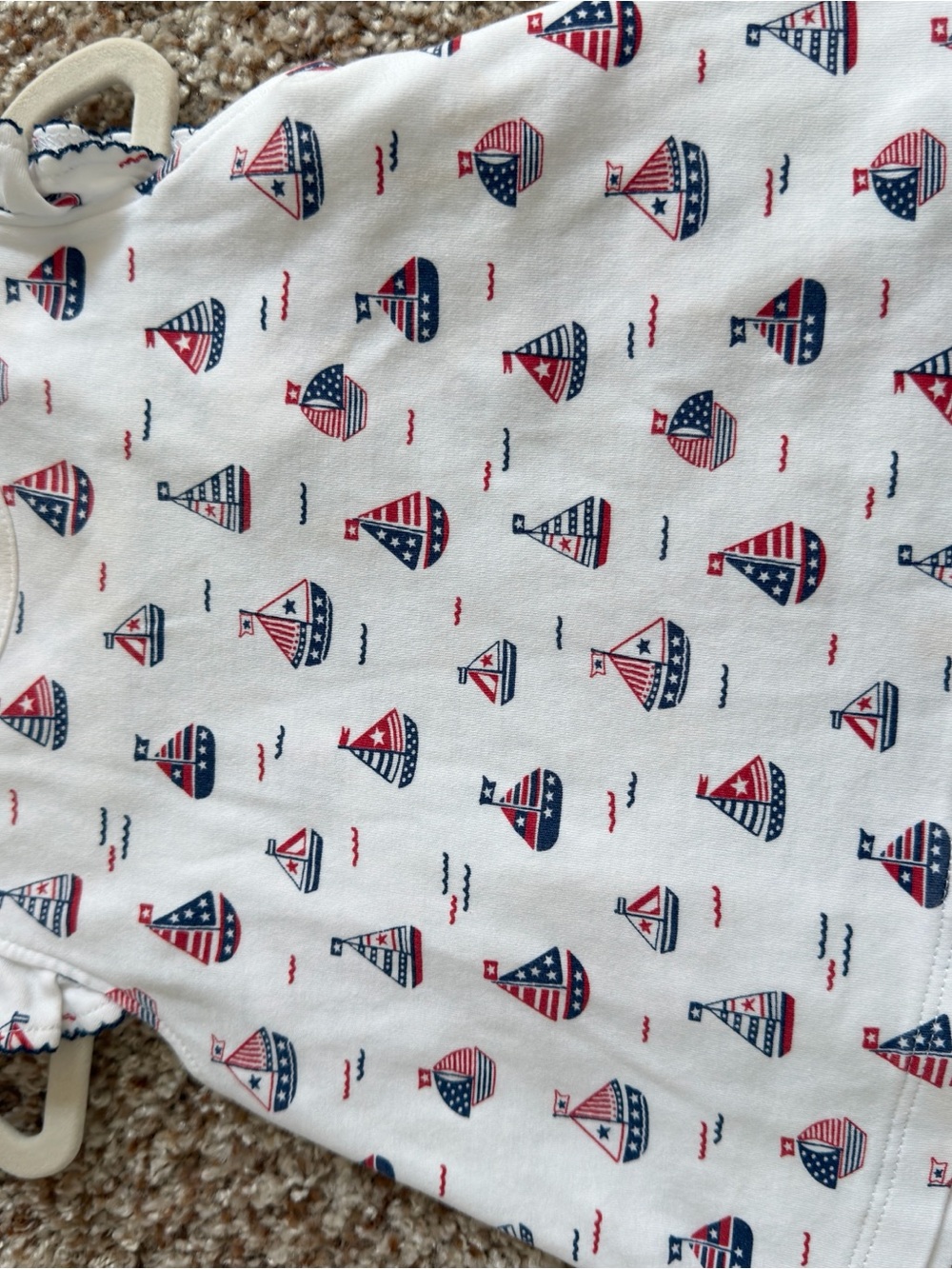 Kissy kissy - two piece set: White with Red & Navy Sailboat Print- 12-18 Month